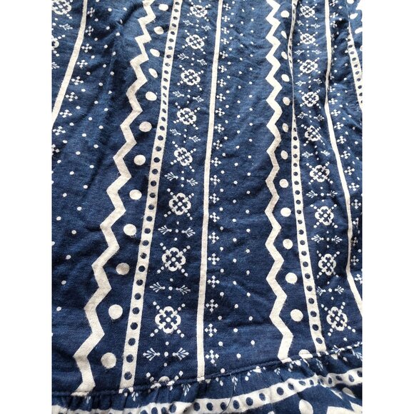 Anthony Richards Blue White Boho Print Cotton Long Sleeve Flannel Nightgown XL - Picture 6 of 8
